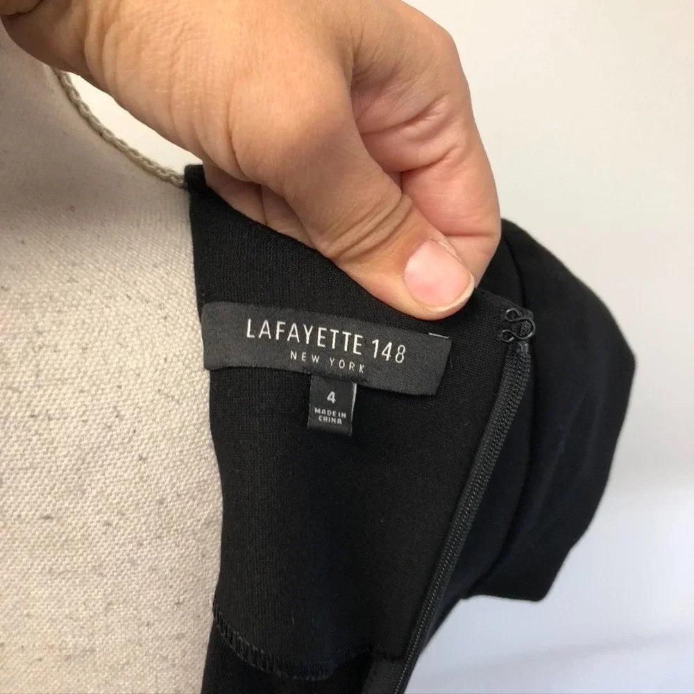 Lafayette 148 Sheath‎ Dress Womens 4 Black Short Sleeve Classic Business Career